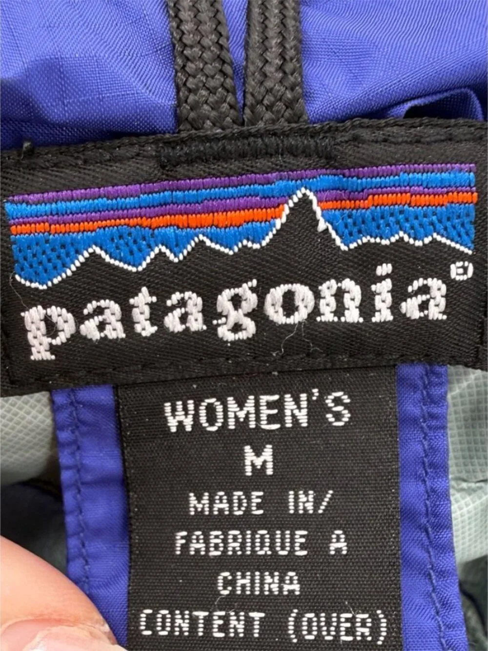 PATAGONIA Spellcell Full Zip Hooded Windbreaker Jacket 90s Vtg Blue M - Picture 13 of 16